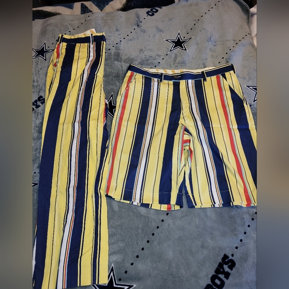 LOUDMOUTH GOLF STRIPED PANTS 34X29 PLUS SHORTS 34